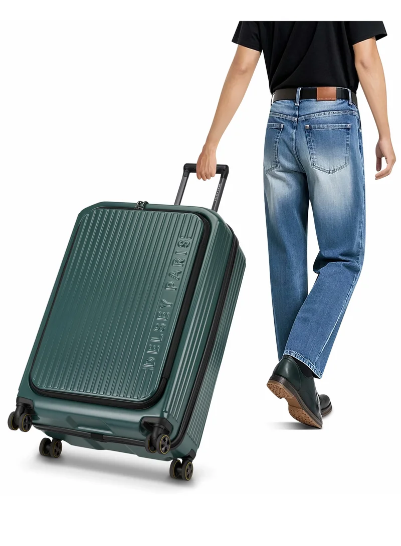 DELSEY Paris  securtime zip 2.0 - 77 cm top opening medium 4-double wheeled expandable check-in luggage trolley - deep green  | Best Price UAE